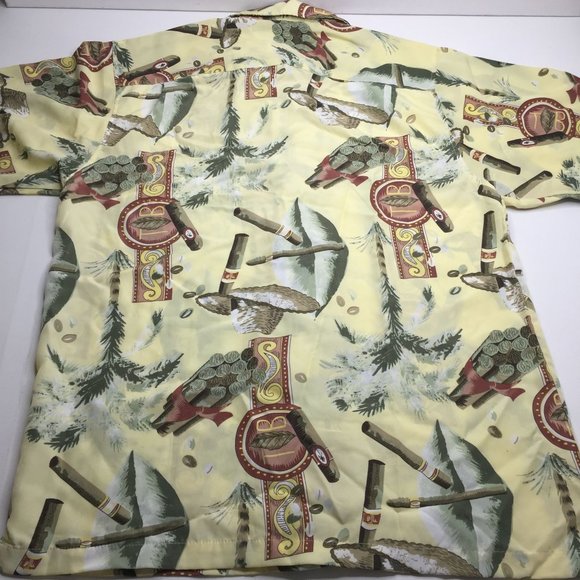 DC Classic Men's Yellow Hawaiian Shirt Las Vegas Palms Cigars Size XL Ex Large - Picture 1 of 9